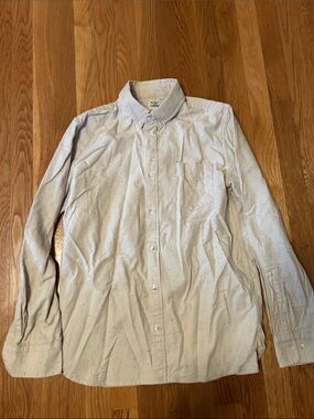 Men's White Speckled Button-Down Dress Shirt